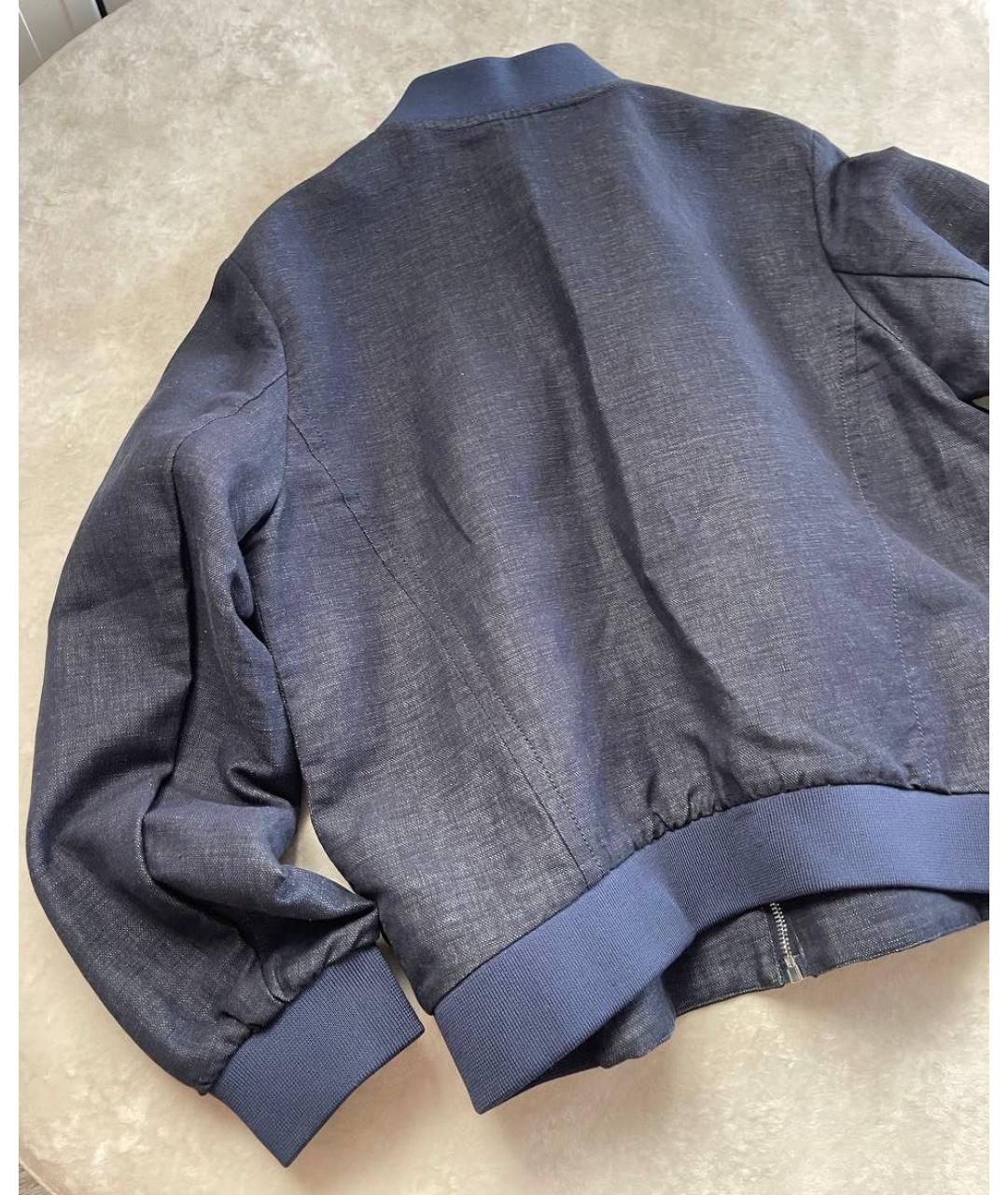 WEEKEND MAX MARA Темно-синяя хлопковая куртка, фото 4