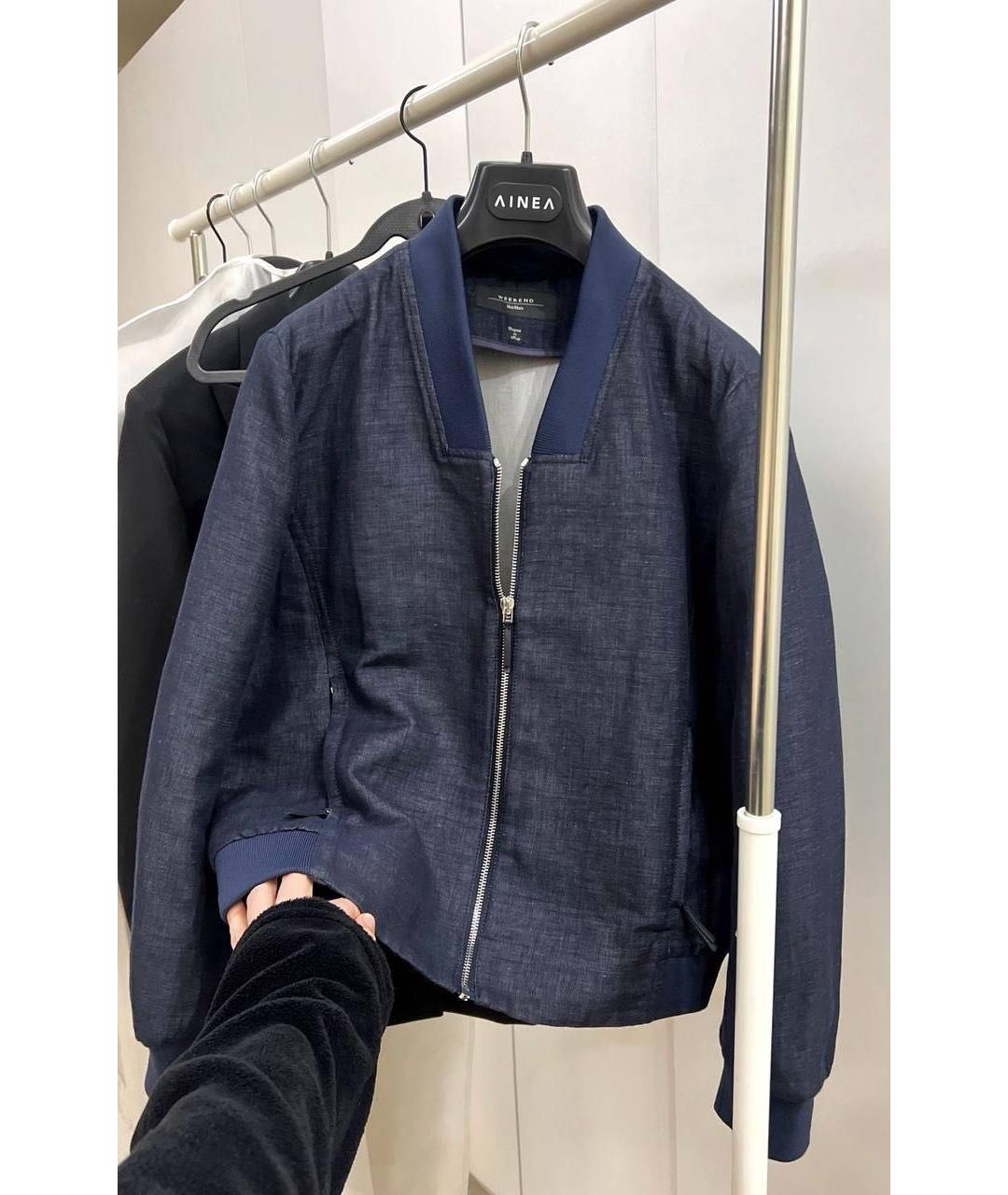 WEEKEND MAX MARA Темно-синяя хлопковая куртка, фото 5