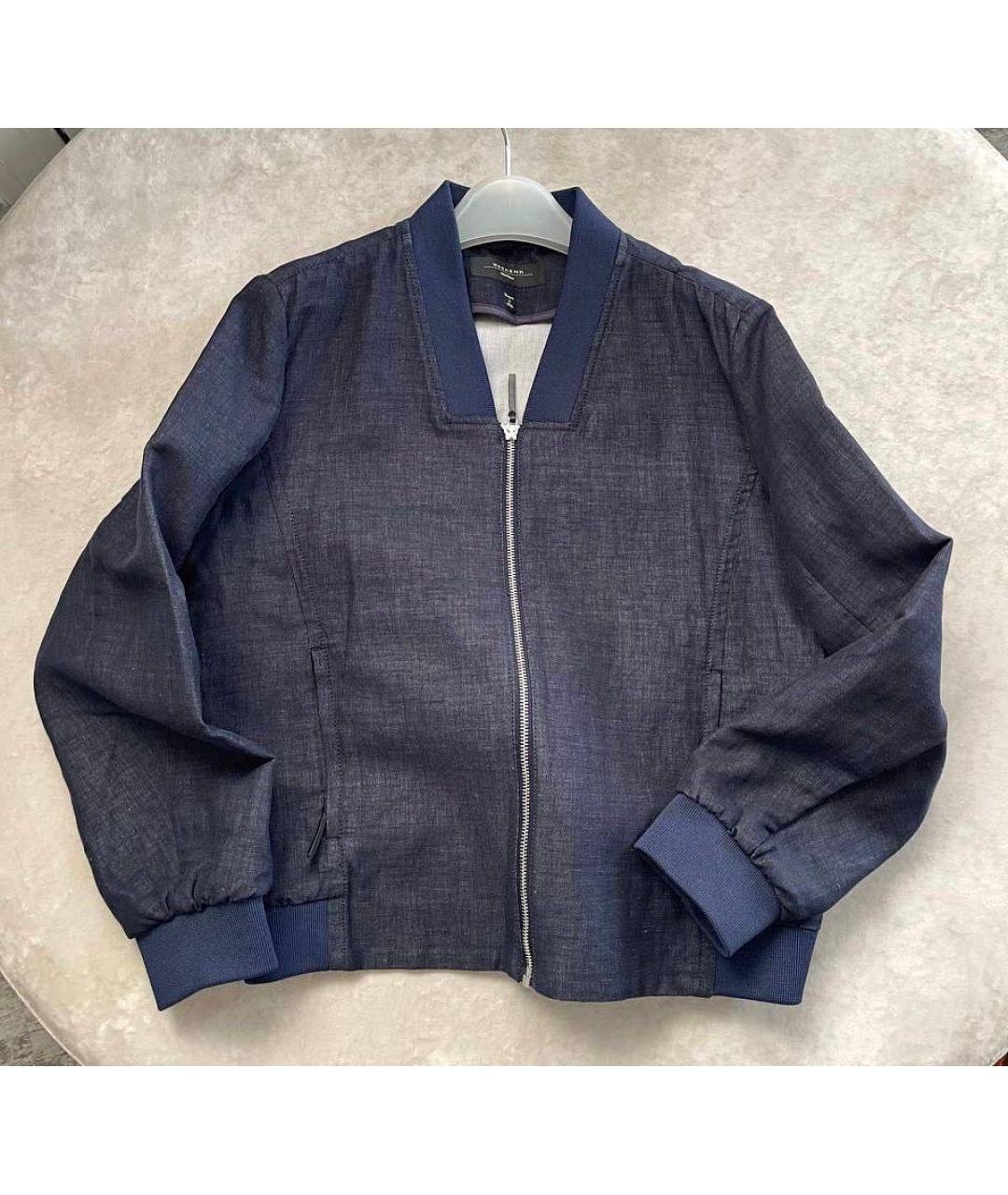 WEEKEND MAX MARA Темно-синяя хлопковая куртка, фото 6