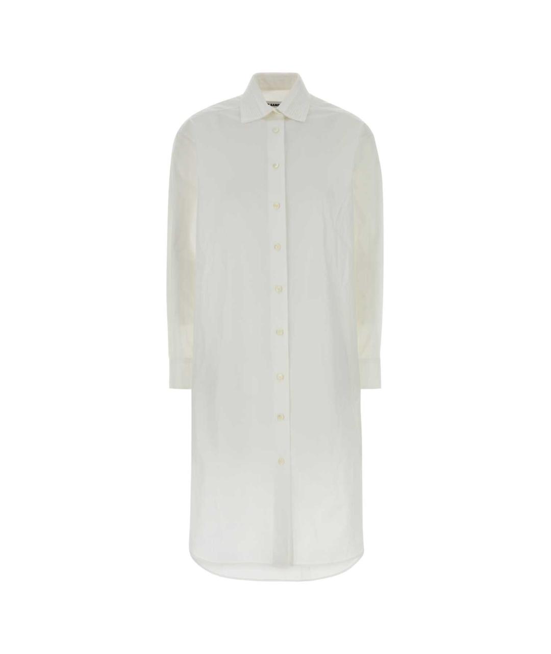 JIL SANDER Белое хлопковое повседневное платье, фото 1