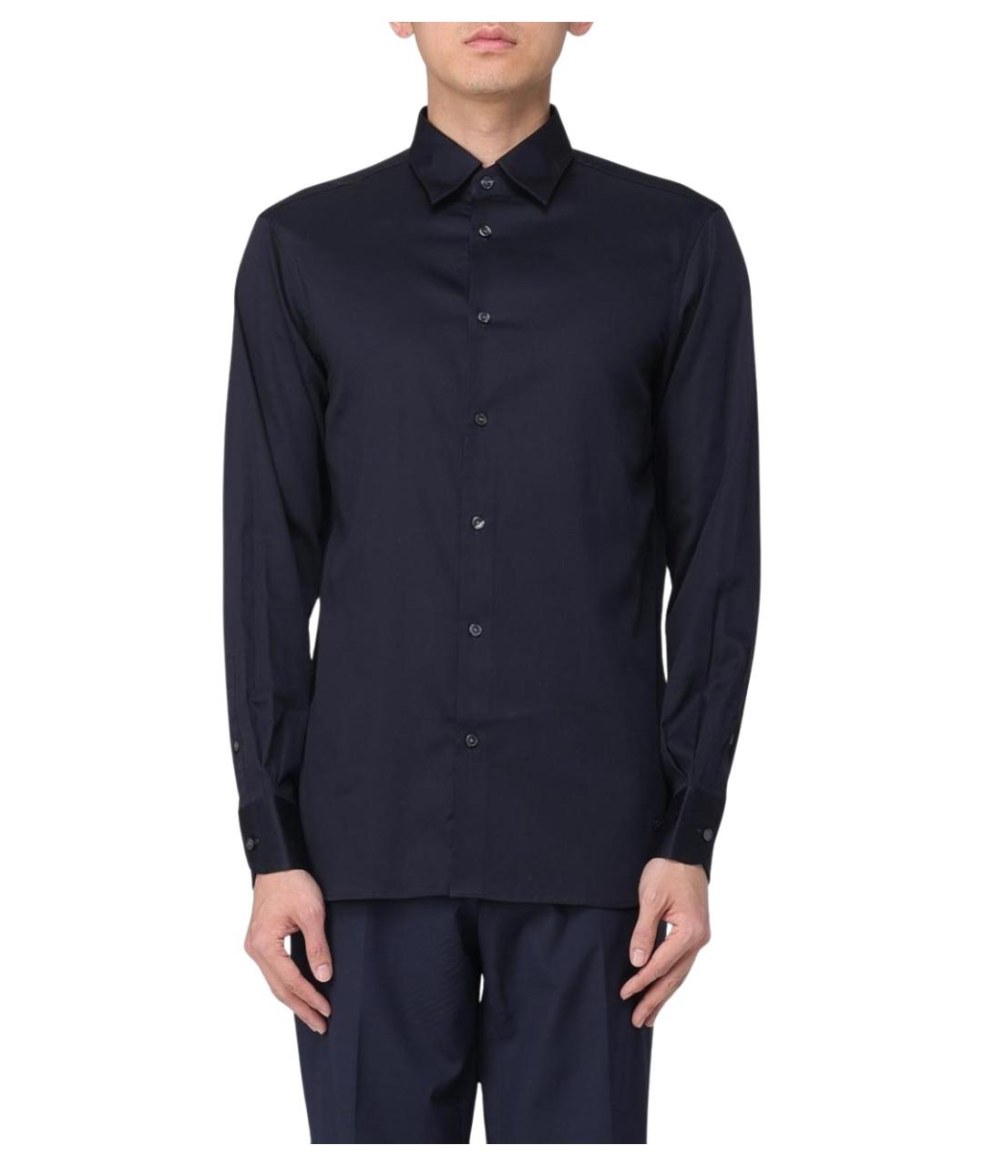 EMPORIO ARMANI Синяя хлопковая классическая рубашка, фото 1