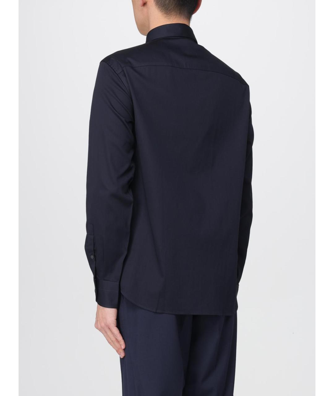 EMPORIO ARMANI Синяя хлопковая классическая рубашка, фото 2
