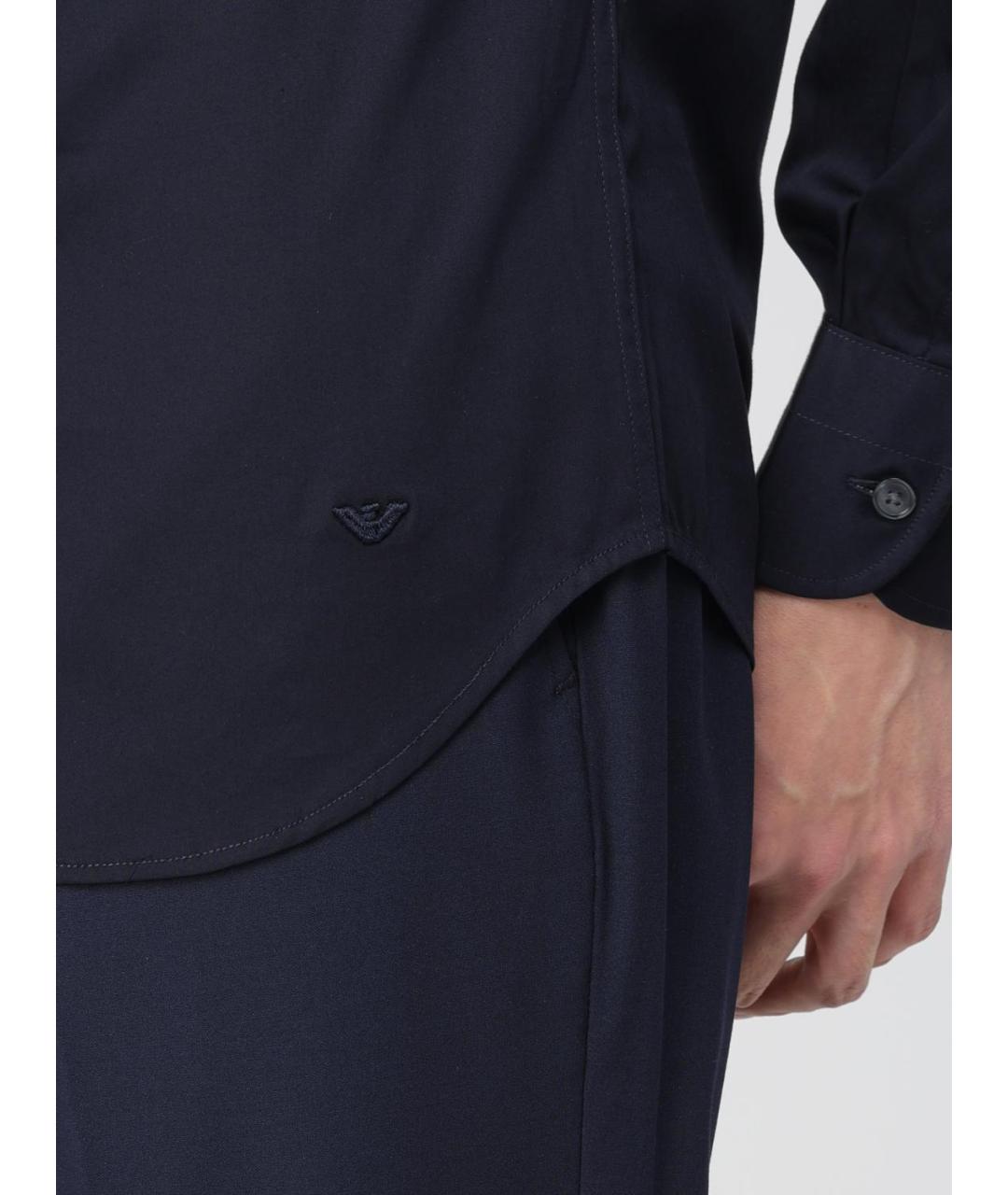 EMPORIO ARMANI Синяя хлопковая классическая рубашка, фото 3
