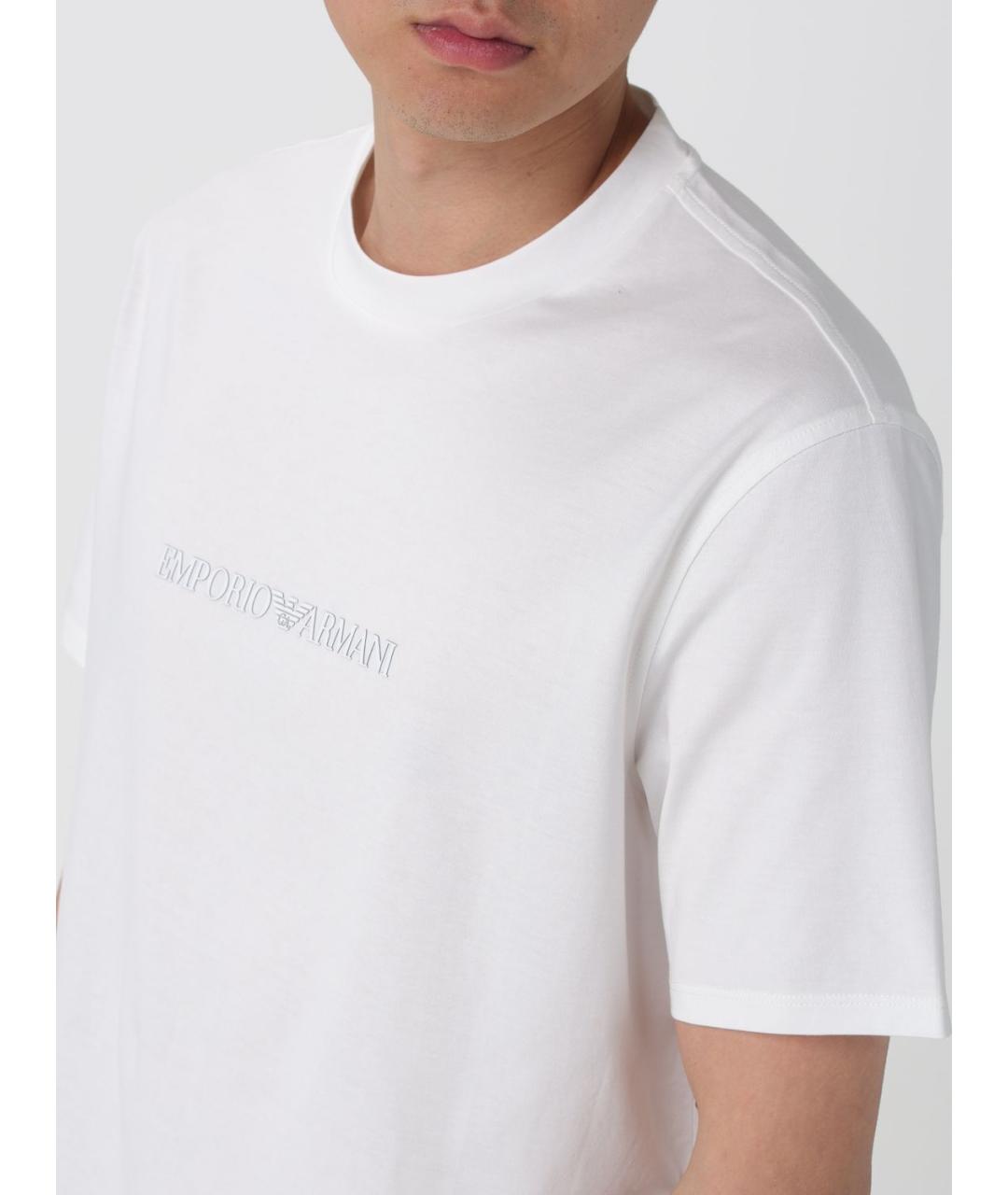 EMPORIO ARMANI Белая хлопковая футболка, фото 3