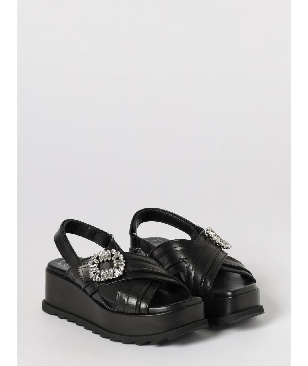 ROGER VIVIER Черные кожаные босоножки, фото 2