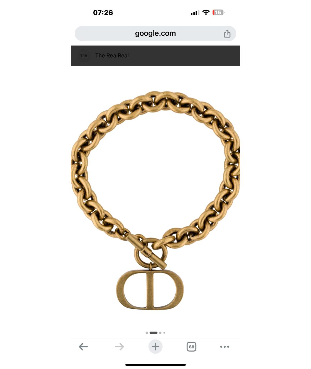 CHRISTIAN DIOR Золотой позолоченный браслет, фото 3