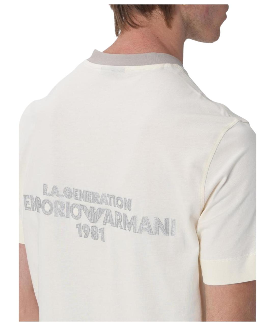 EMPORIO ARMANI Бежевая хлопковая футболка, фото 3