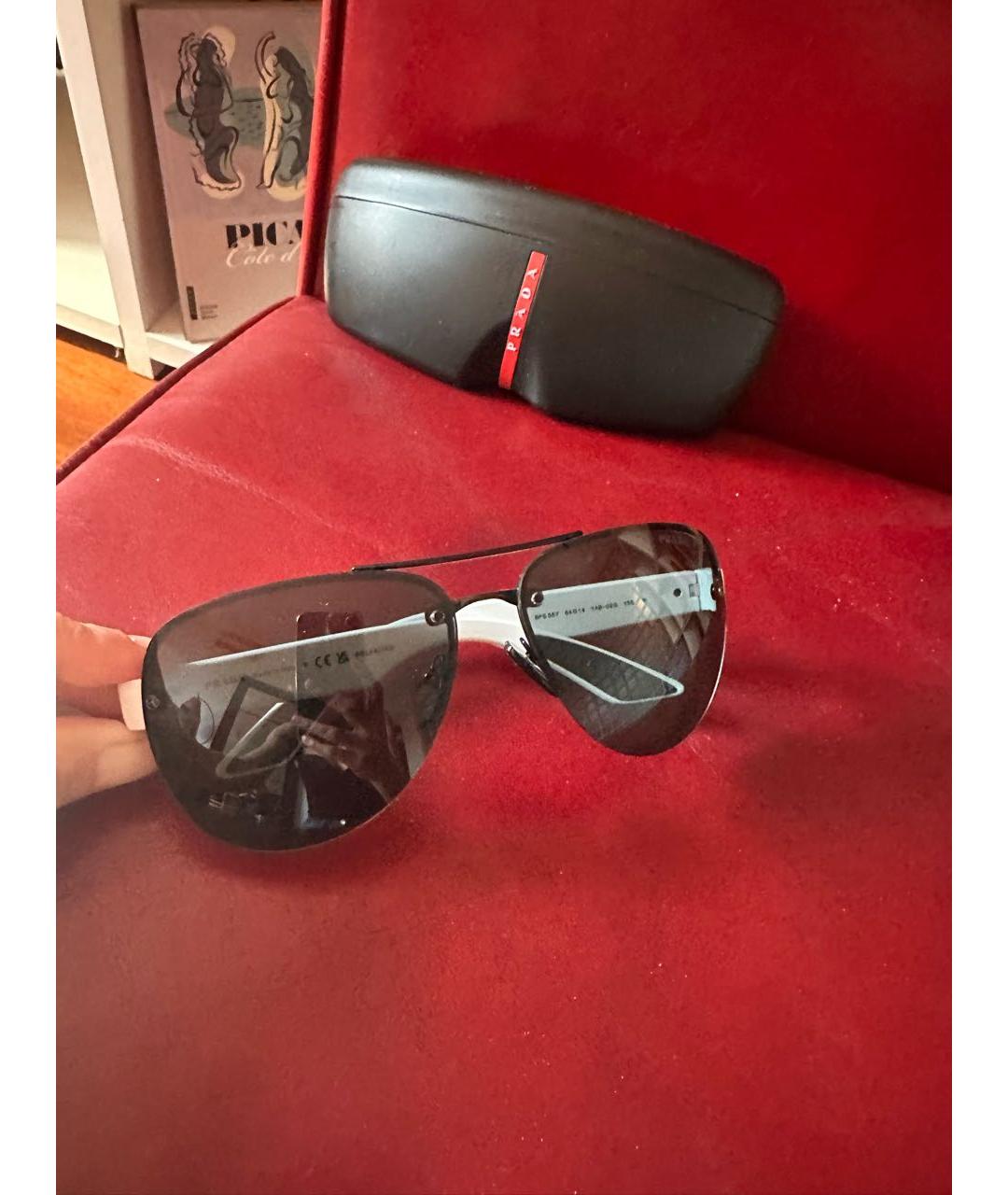 PRADA Белые пластиковые солнцезащитные очки, фото 6