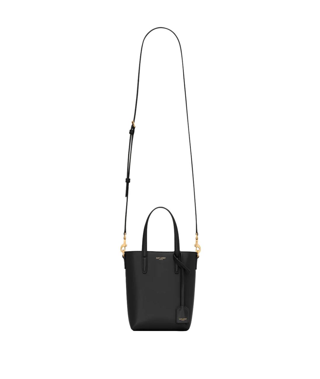 SAINT LAURENT Черная кожаная сумка тоут, фото 2