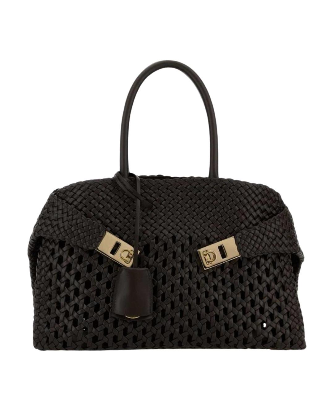 FERRAGAMO Коричневая кожаная сумка тоут, фото 1
