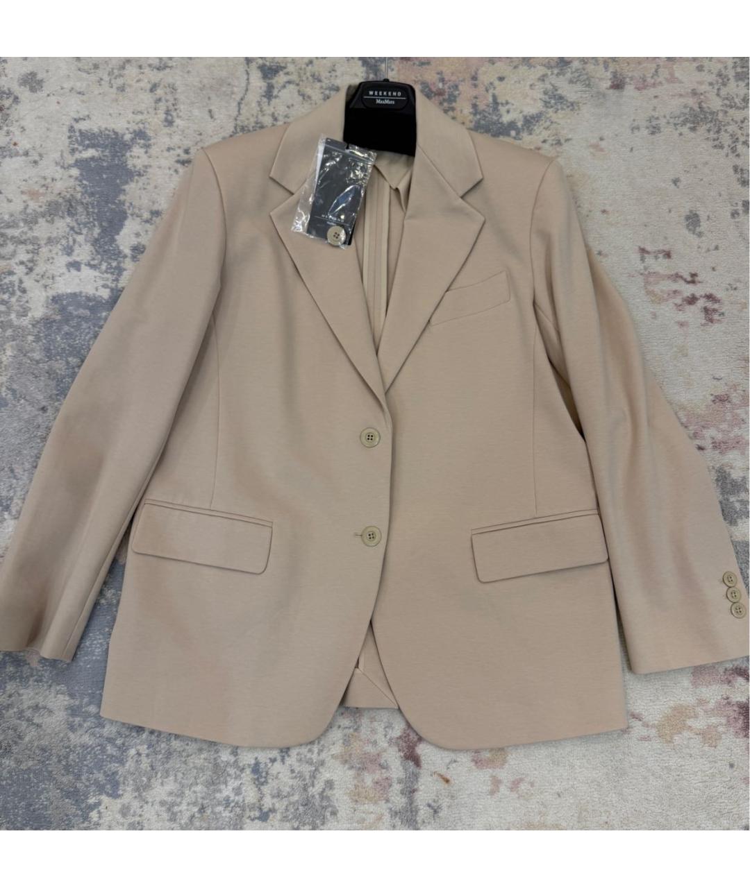 WEEKEND MAX MARA Бежевый хлопко-эластановый жакет/пиджак, фото 2