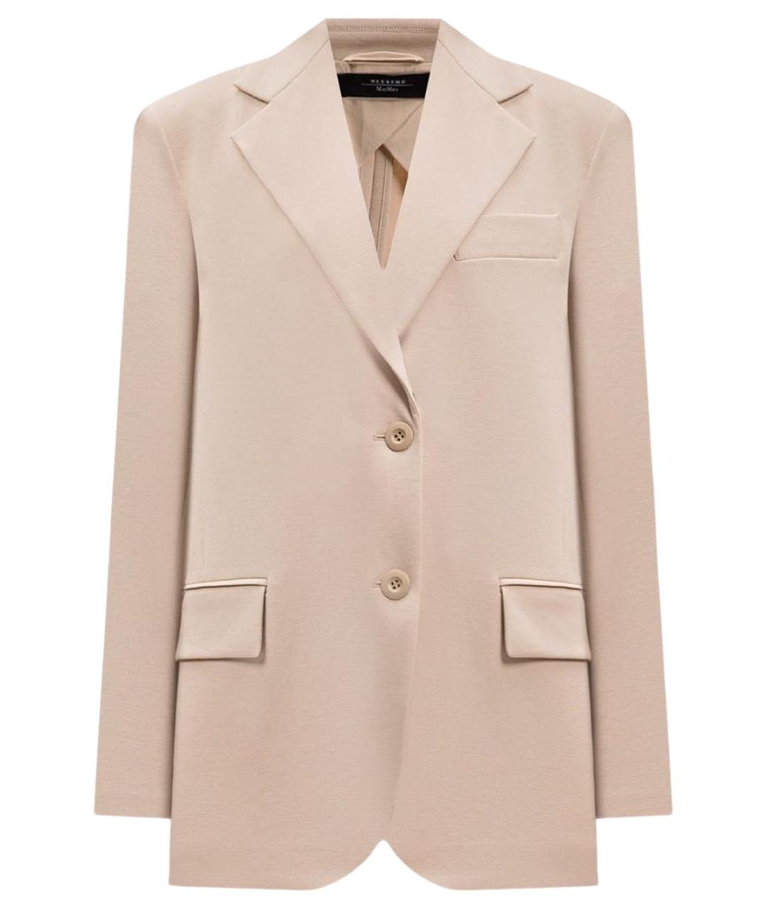 WEEKEND MAX MARA Бежевый хлопко-эластановый жакет/пиджак, фото 1