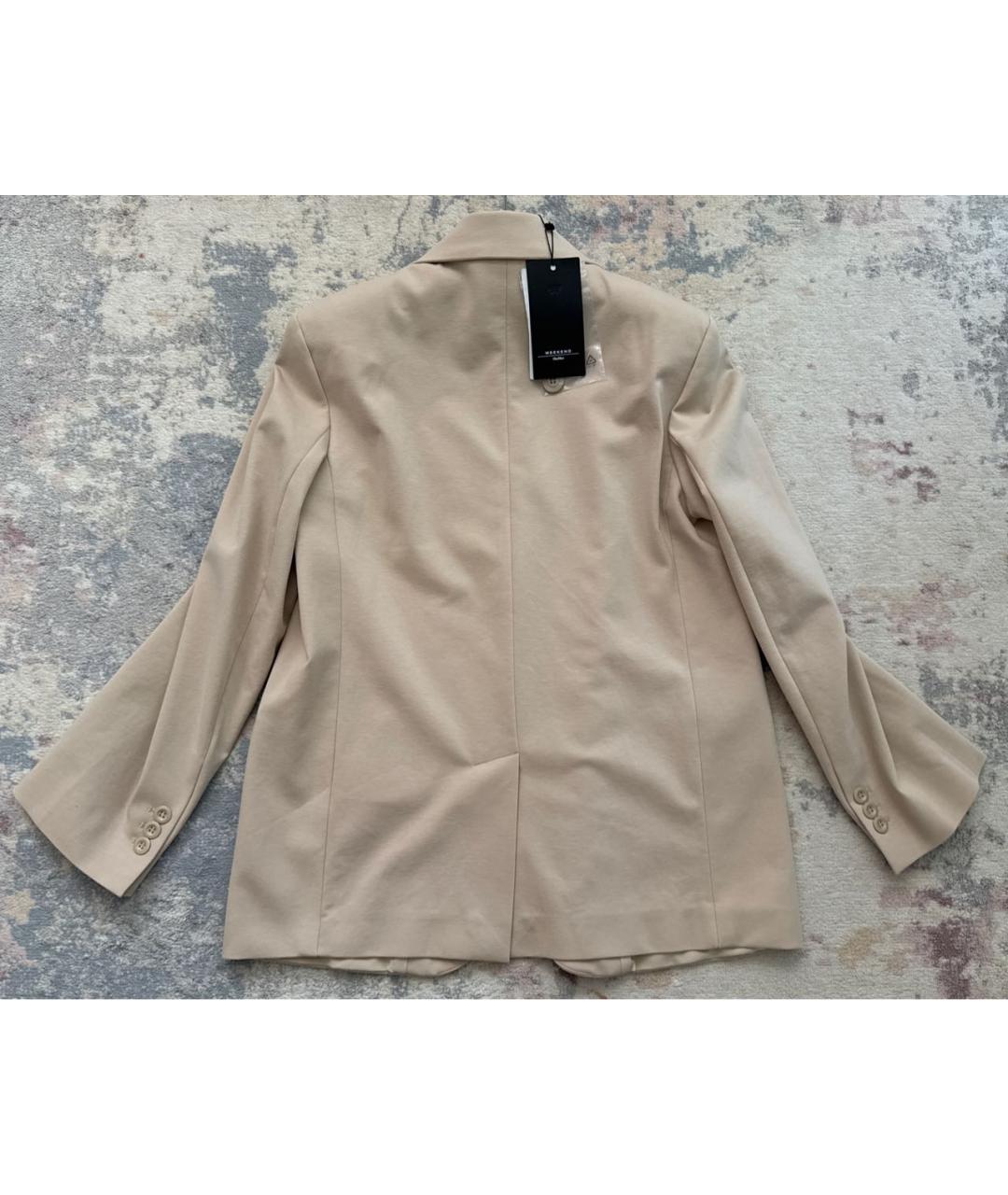 WEEKEND MAX MARA Бежевый хлопко-эластановый жакет/пиджак, фото 5