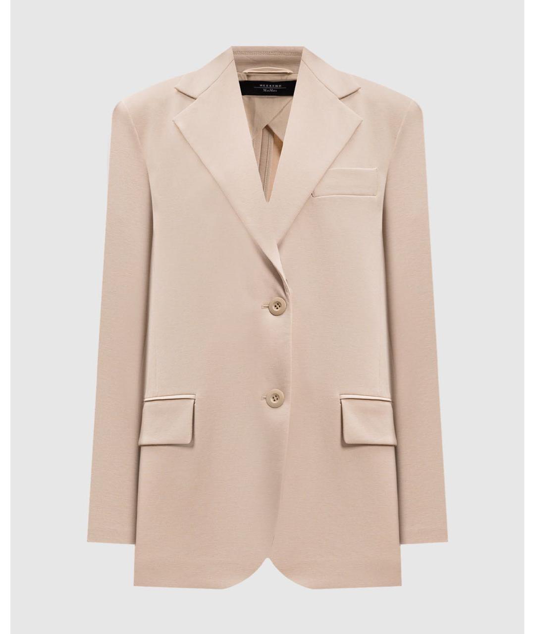 WEEKEND MAX MARA Бежевый хлопко-эластановый жакет/пиджак, фото 9