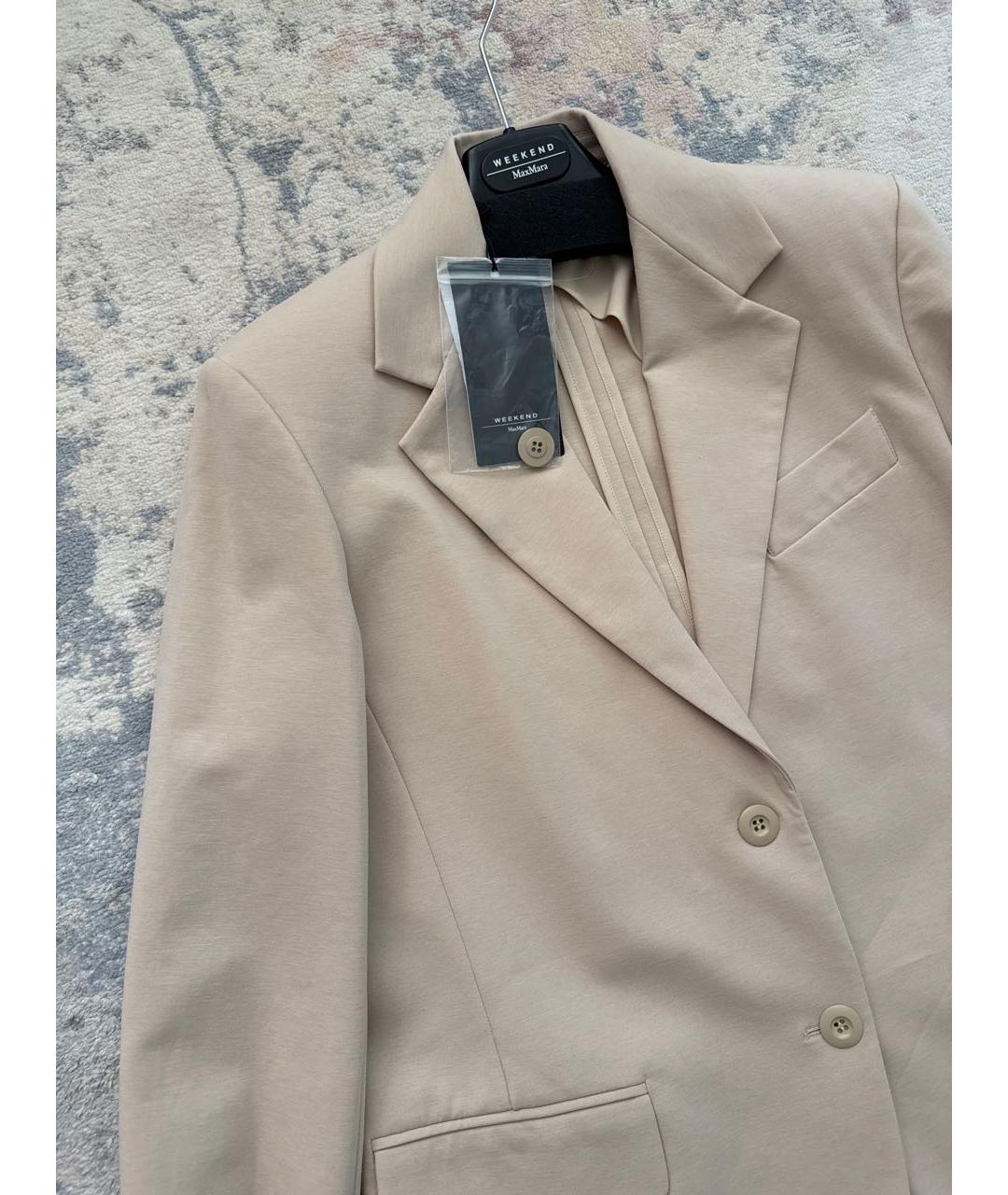 WEEKEND MAX MARA Бежевый хлопко-эластановый жакет/пиджак, фото 3