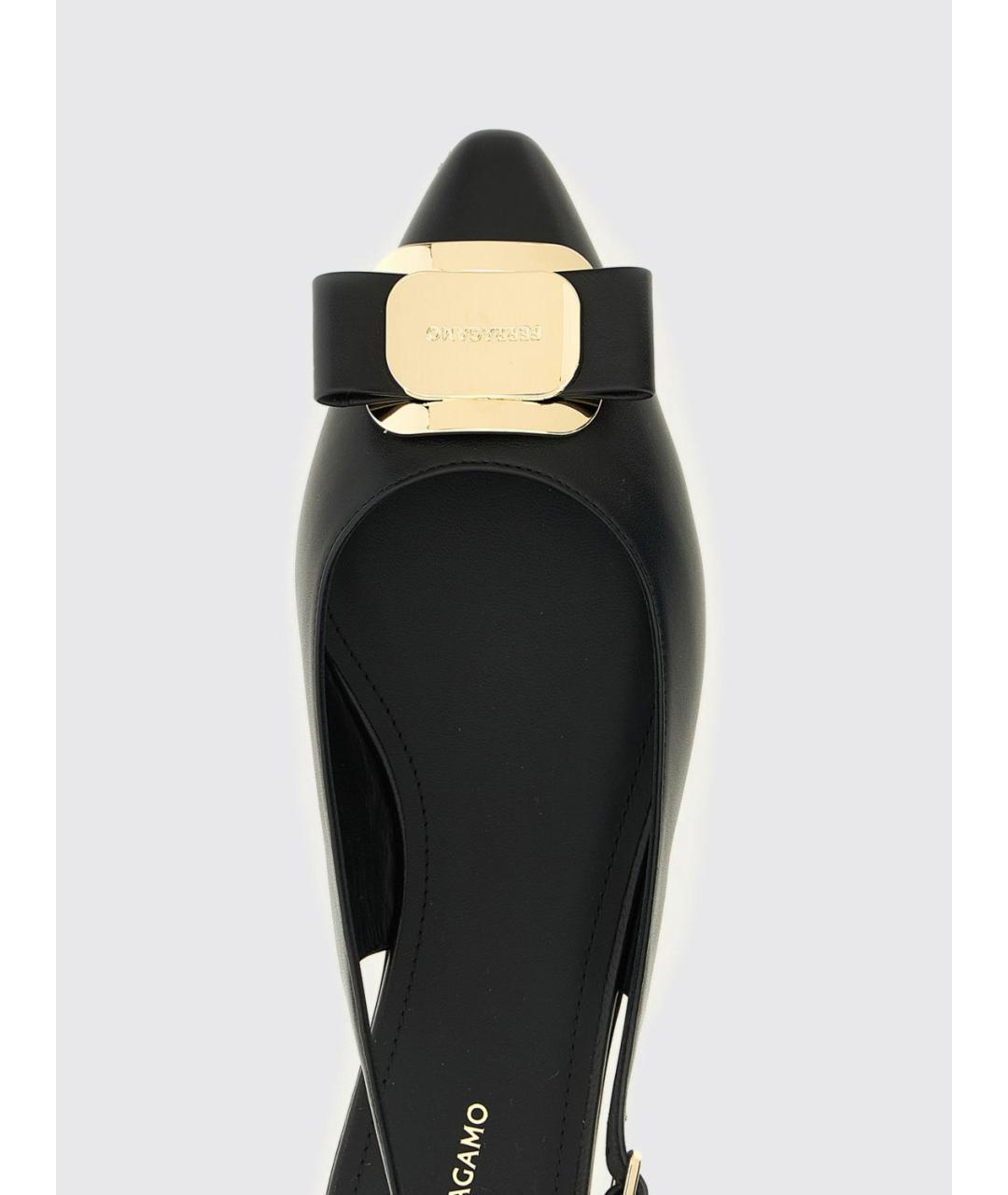 FERRAGAMO Черные кожаные босоножки, фото 4