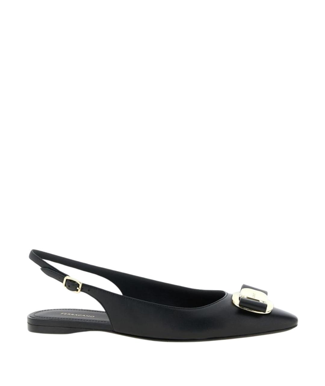 FERRAGAMO Черные кожаные босоножки, фото 1