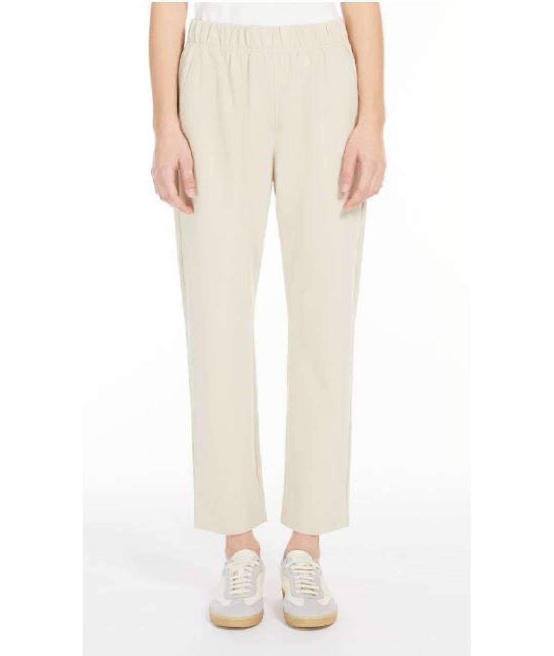 WEEKEND MAX MARA Бежевые хлопко-эластановые прямые брюки, фото 6