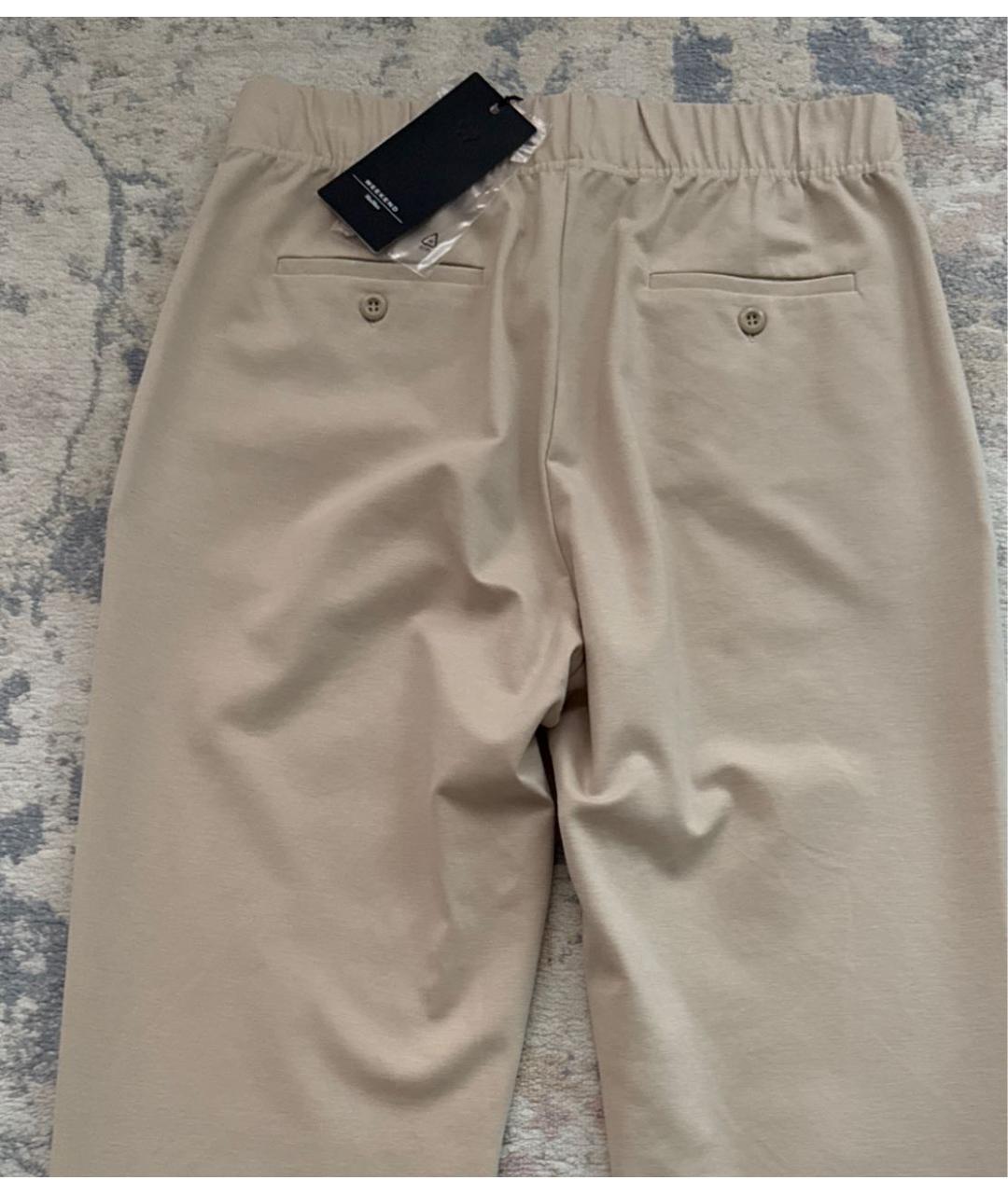 WEEKEND MAX MARA Бежевые хлопко-эластановые прямые брюки, фото 4