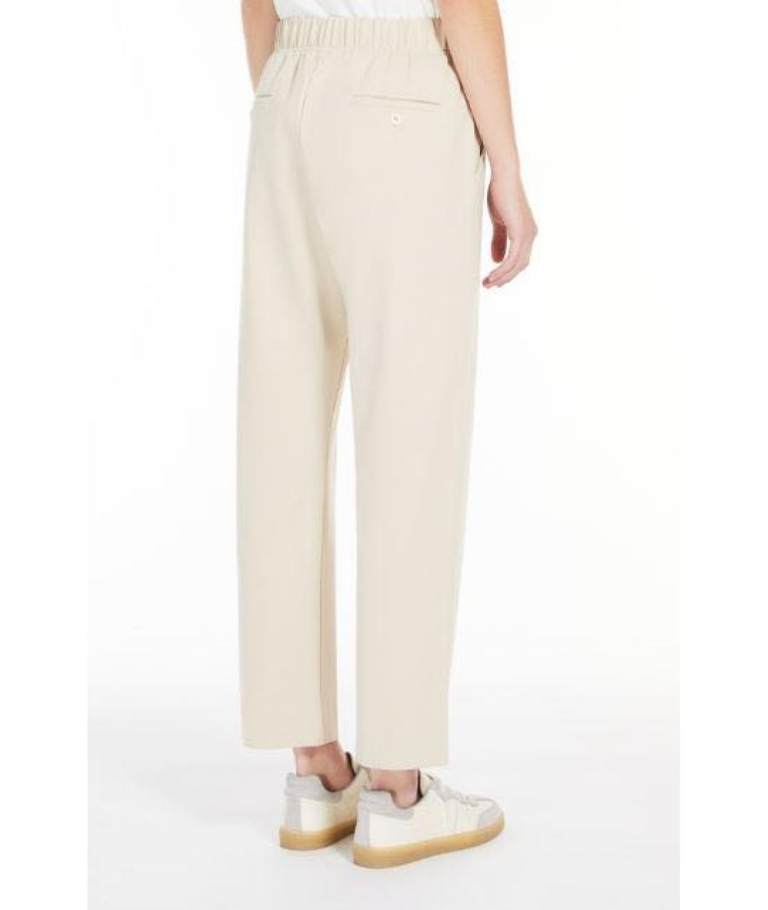 WEEKEND MAX MARA Бежевые хлопко-эластановые прямые брюки, фото 7