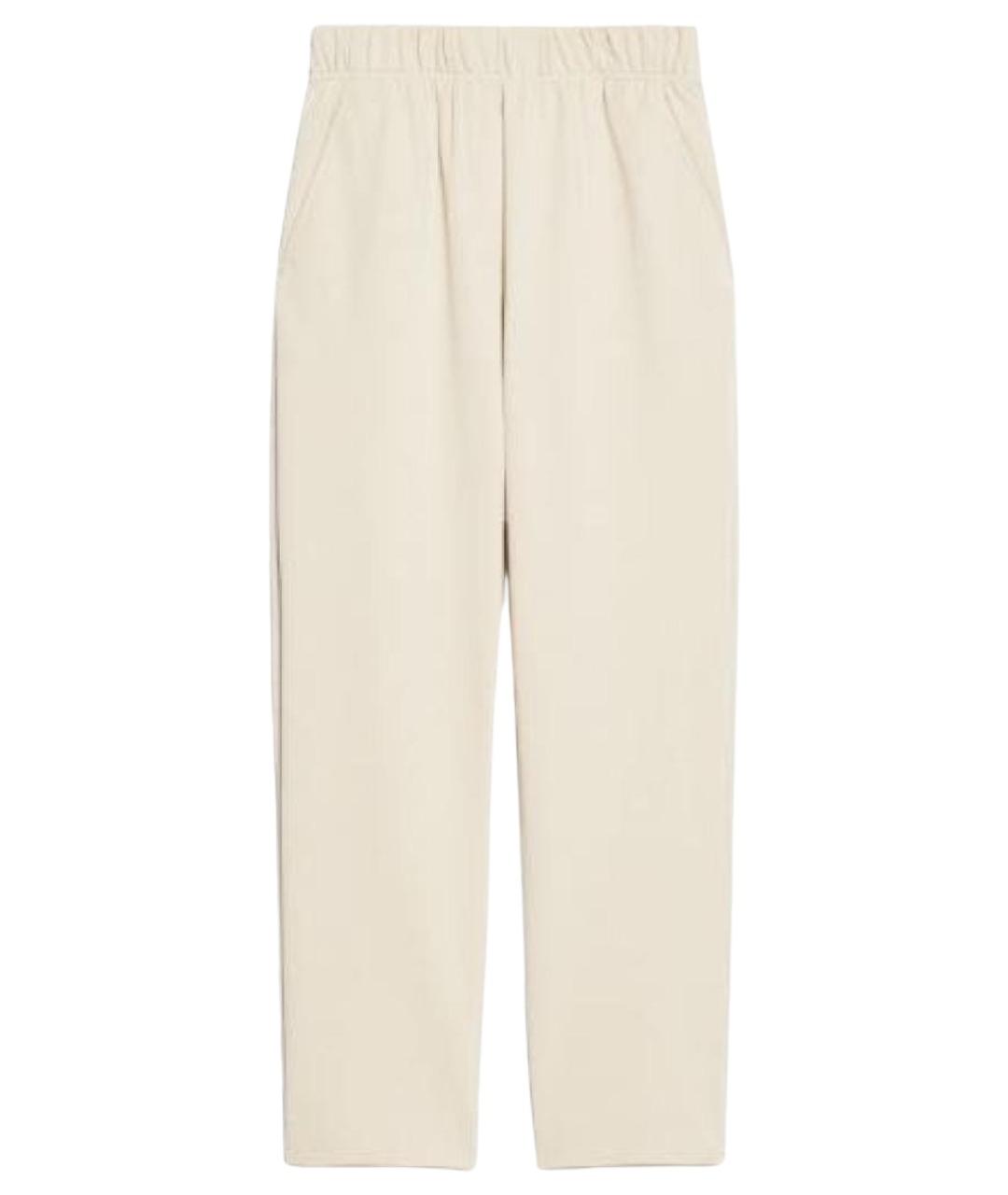 WEEKEND MAX MARA Бежевые хлопко-эластановые прямые брюки, фото 1