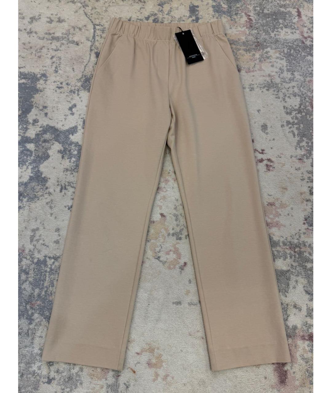 WEEKEND MAX MARA Бежевые хлопко-эластановые прямые брюки, фото 2
