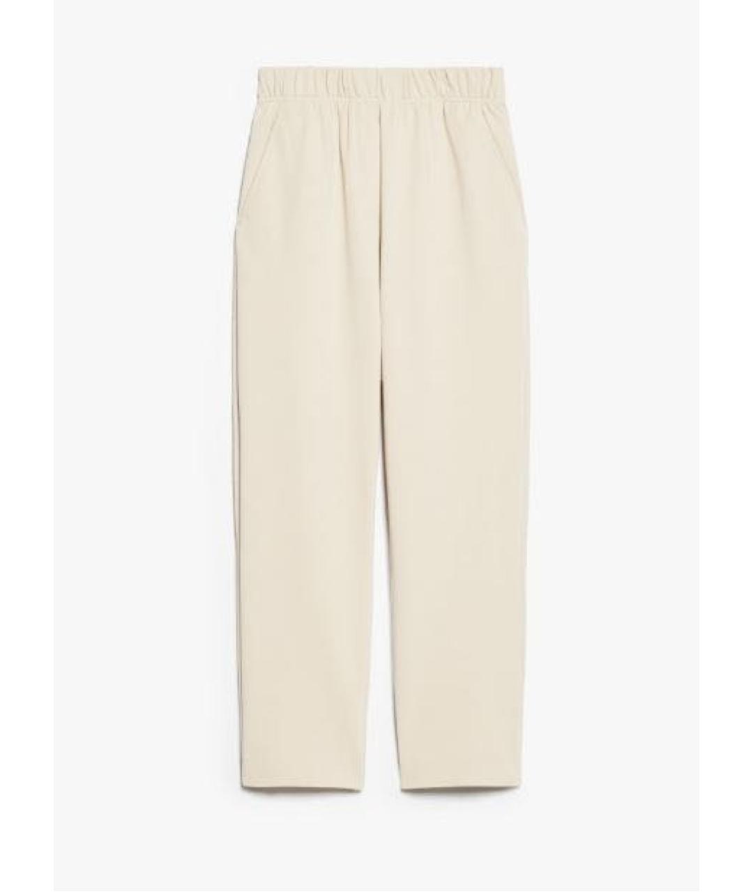 WEEKEND MAX MARA Бежевые хлопко-эластановые прямые брюки, фото 9