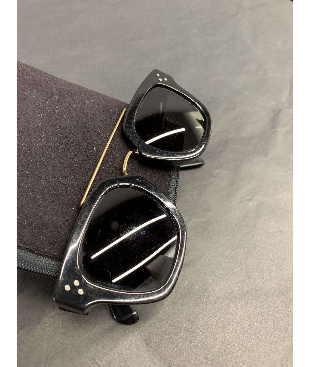 CELINE PRE-OWNED Черные пластиковые солнцезащитные очки, фото 9