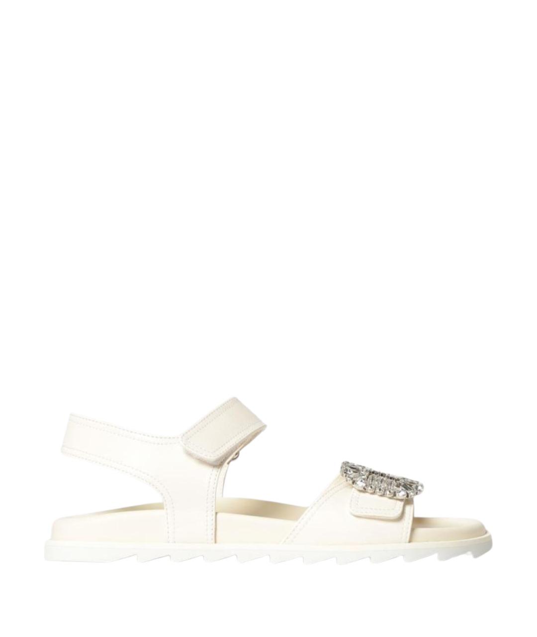 ROGER VIVIER Белые кожаные босоножки, фото 1