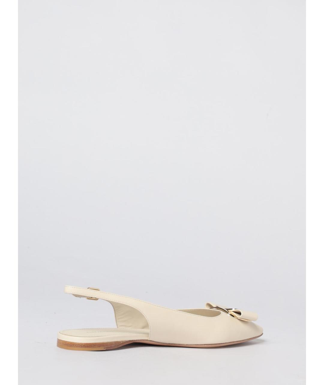 FERRAGAMO Бежевые кожаные балетки, фото 3