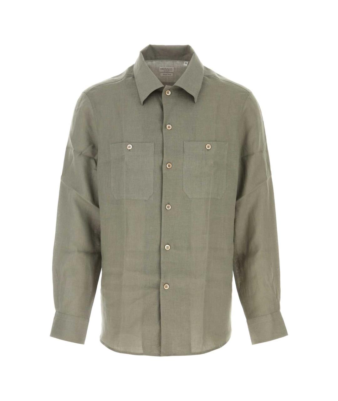 BRUNELLO CUCINELLI Серая льняная кэжуал рубашка, фото 1