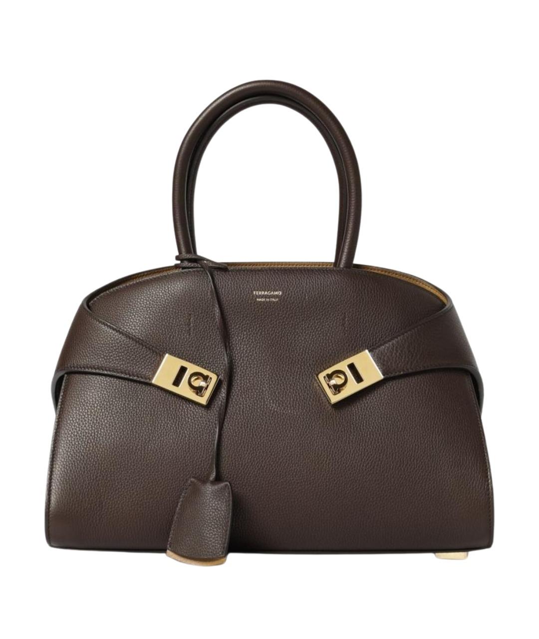 FERRAGAMO Коричневая кожаная сумка тоут, фото 1