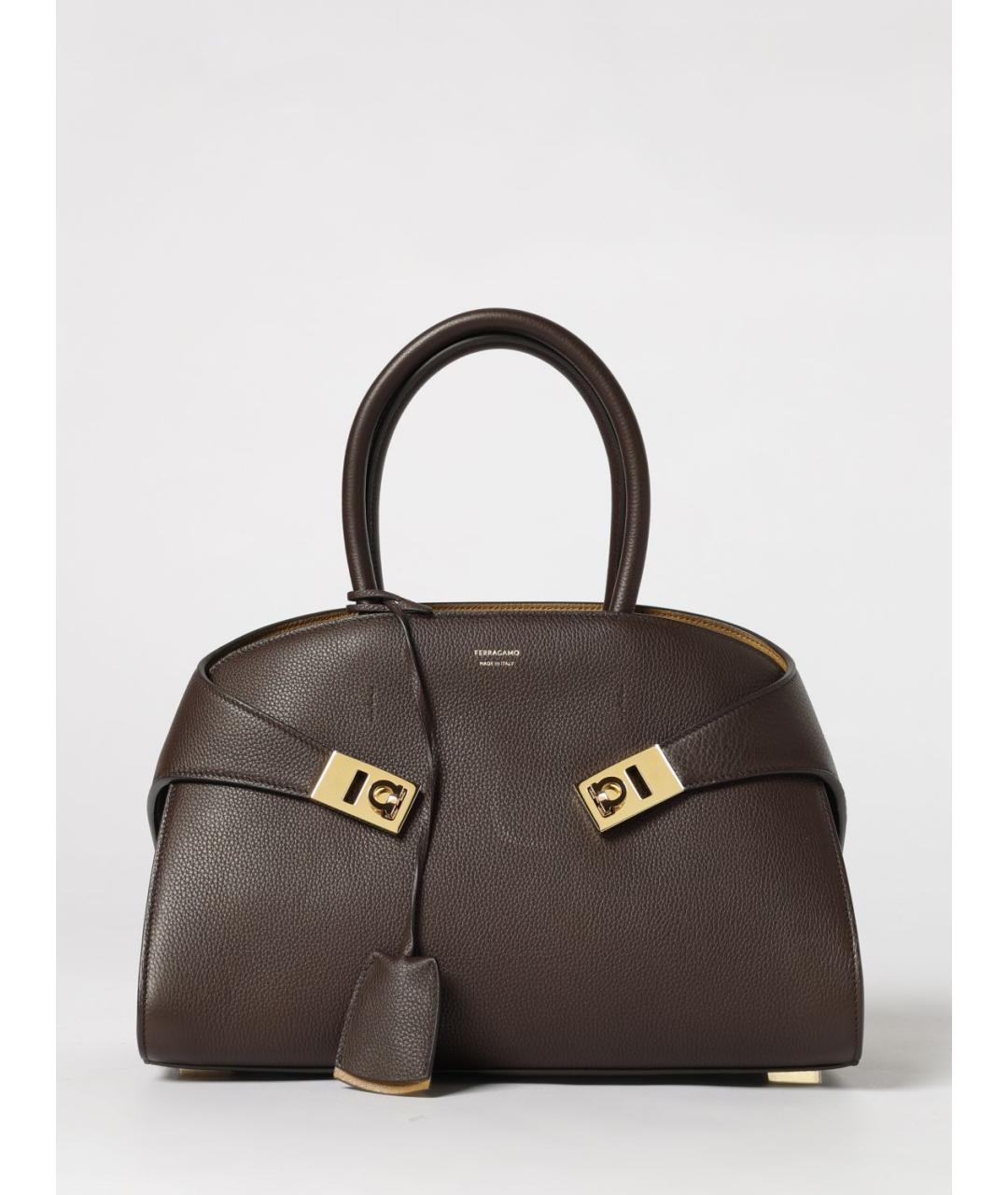 FERRAGAMO Коричневая кожаная сумка тоут, фото 6