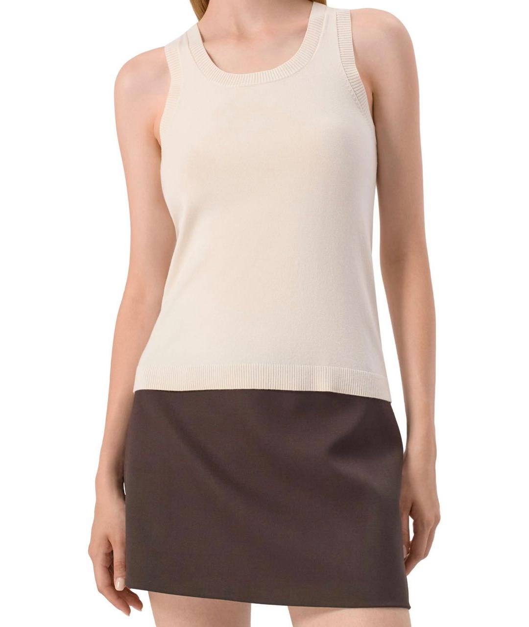 WEEKEND MAX MARA Бежевая вискозная майка, фото 2