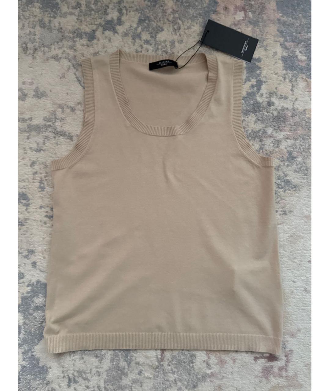 WEEKEND MAX MARA Бежевая вискозная майка, фото 5