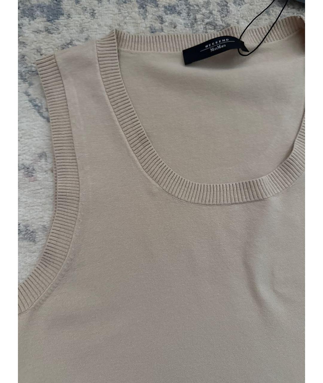 WEEKEND MAX MARA Бежевая вискозная майка, фото 6