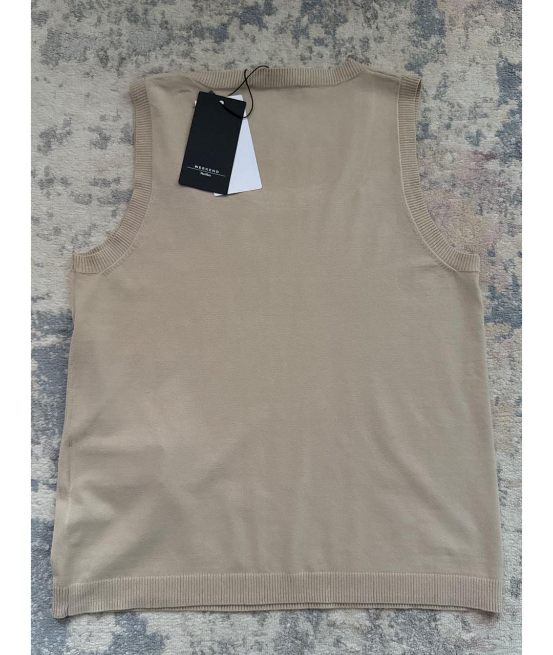 WEEKEND MAX MARA Бежевая вискозная майка, фото 7