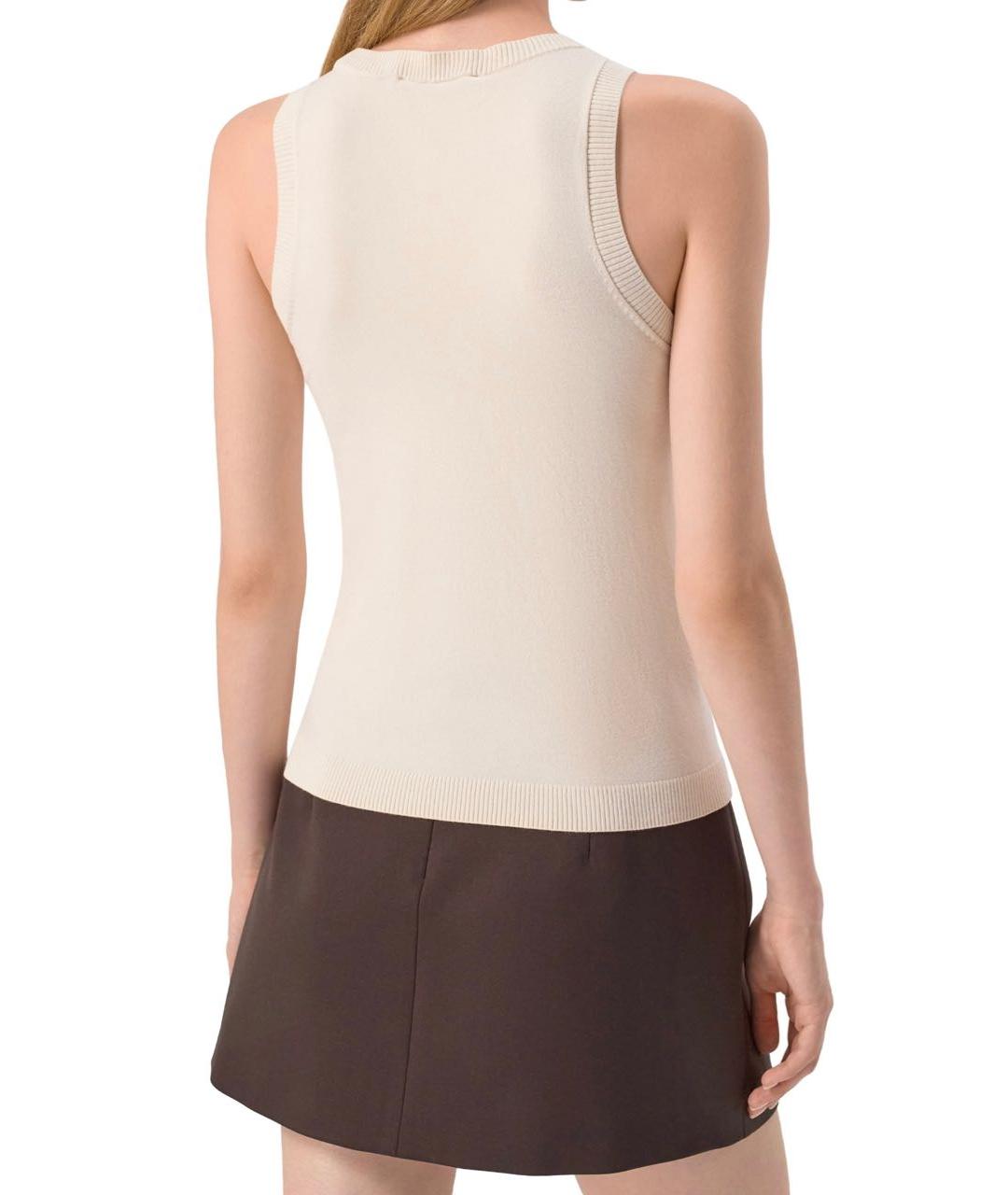 WEEKEND MAX MARA Бежевая вискозная майка, фото 4
