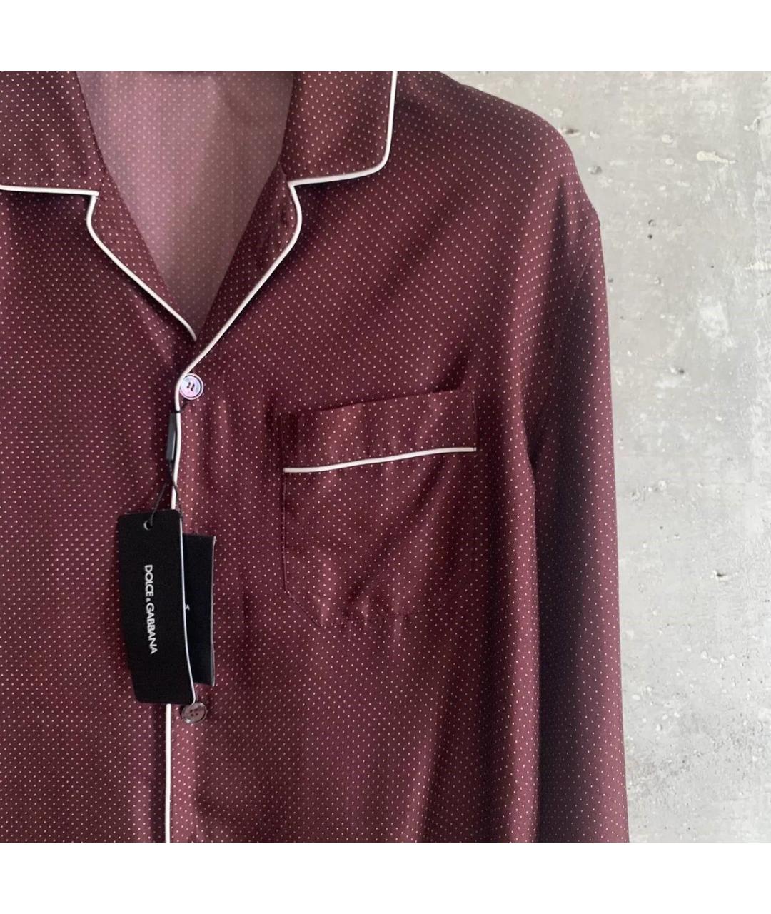 DOLCE&GABBANA Бордовая шелковая кэжуал рубашка, фото 6