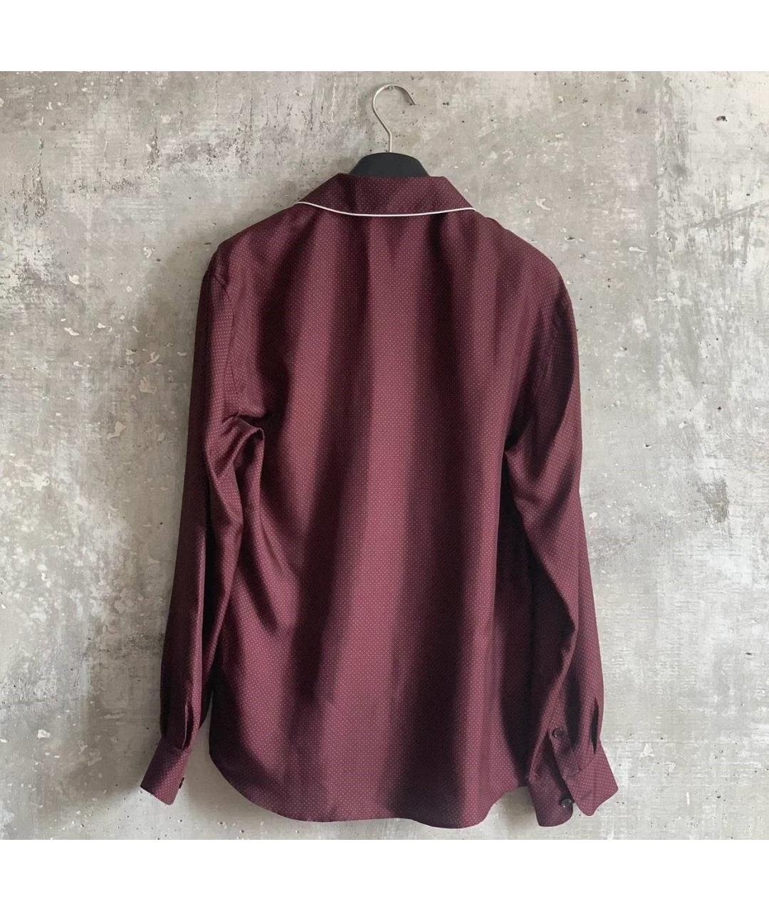 DOLCE&GABBANA Бордовая шелковая кэжуал рубашка, фото 2