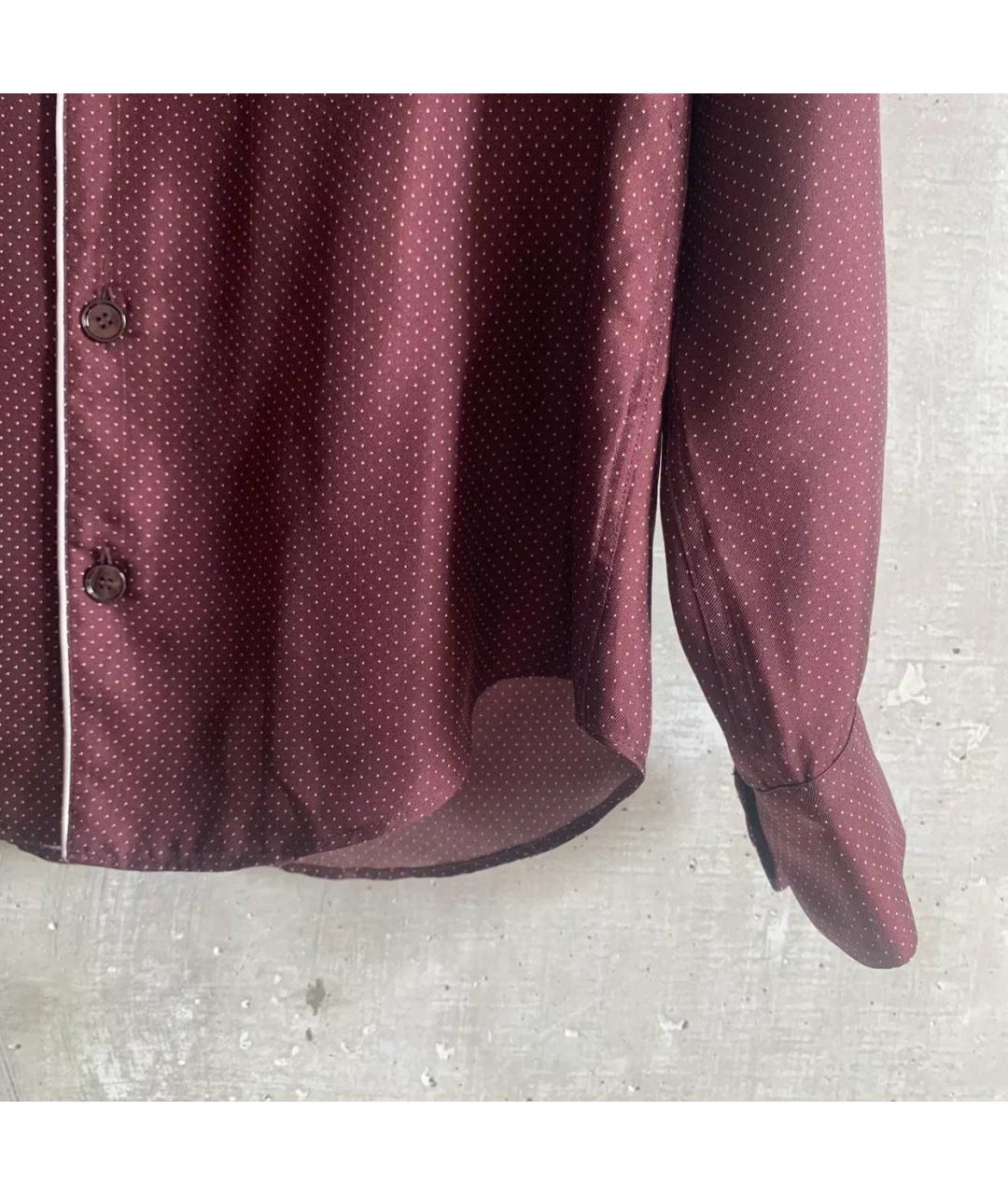 DOLCE&GABBANA Бордовая шелковая кэжуал рубашка, фото 5