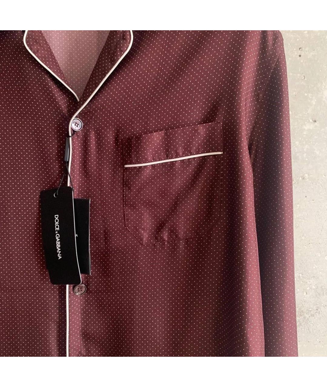 DOLCE&GABBANA Бордовая шелковая кэжуал рубашка, фото 7