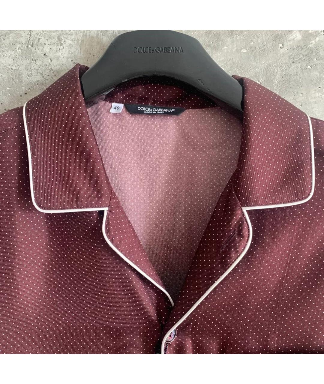 DOLCE&GABBANA Бордовая шелковая кэжуал рубашка, фото 3