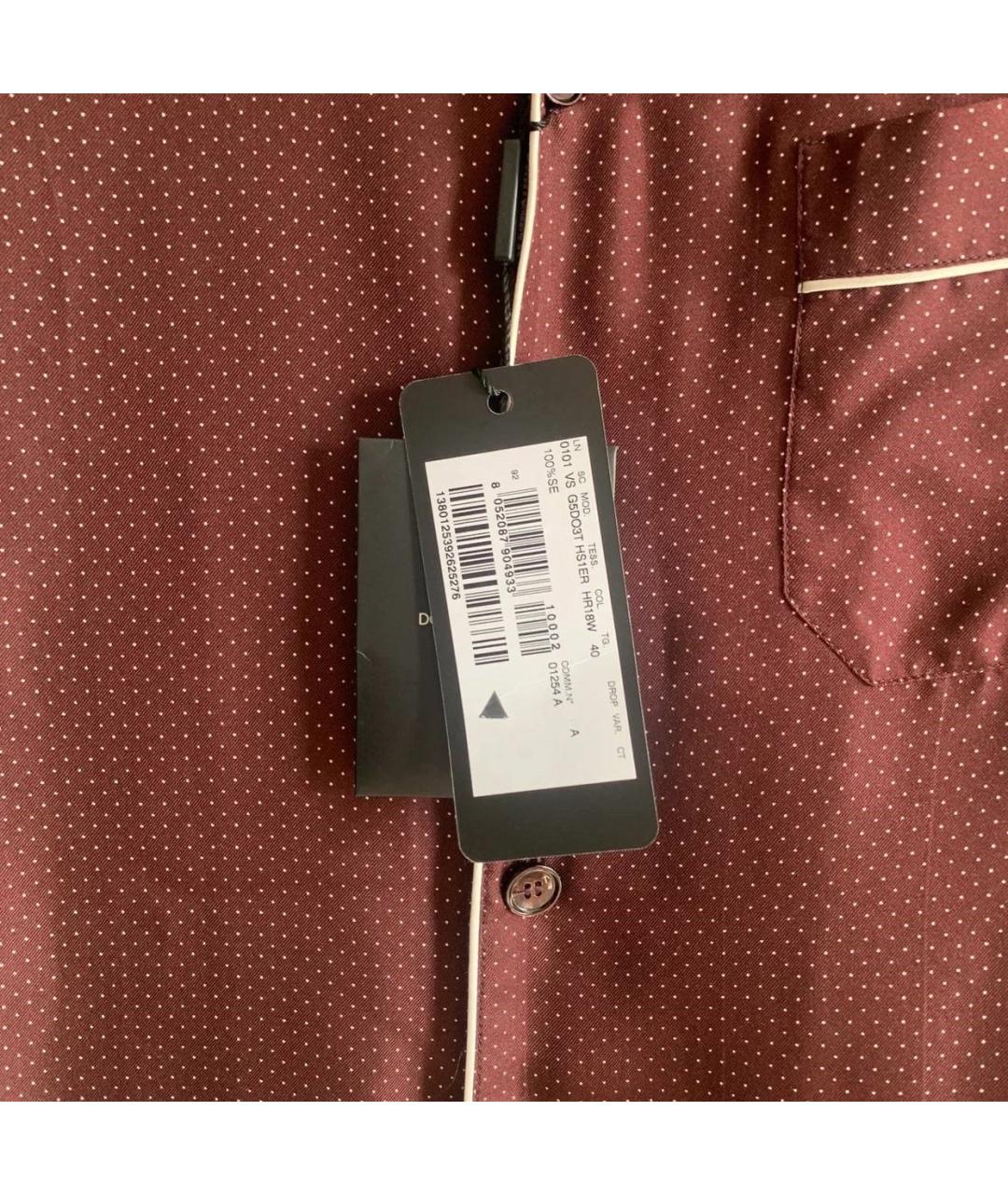 DOLCE&GABBANA Бордовая шелковая кэжуал рубашка, фото 4