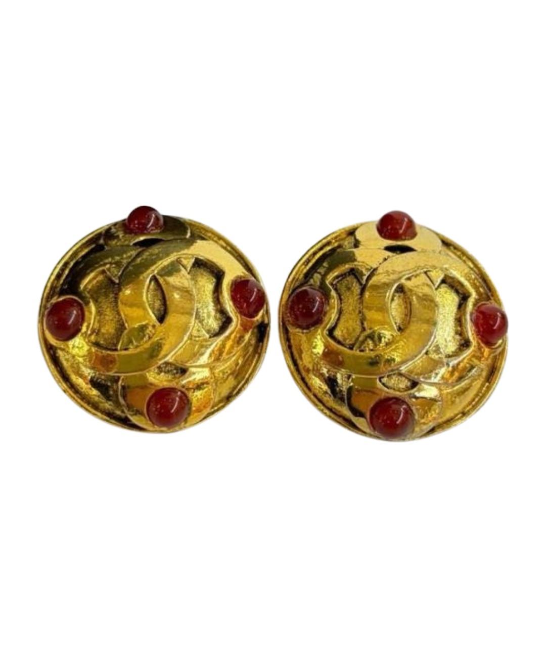 CHANEL Золотые металлические серьги, фото 1