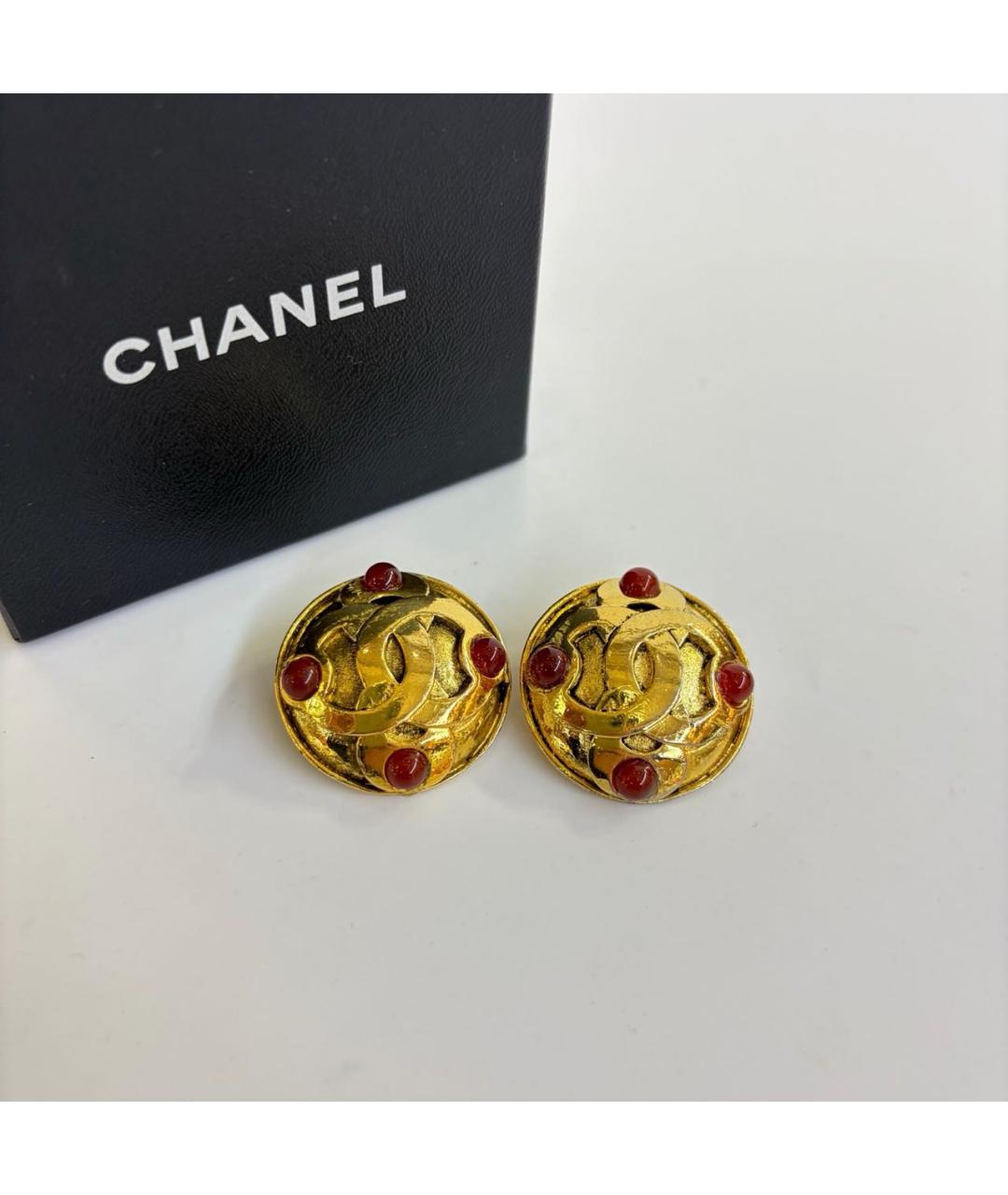 CHANEL Золотые металлические серьги, фото 6