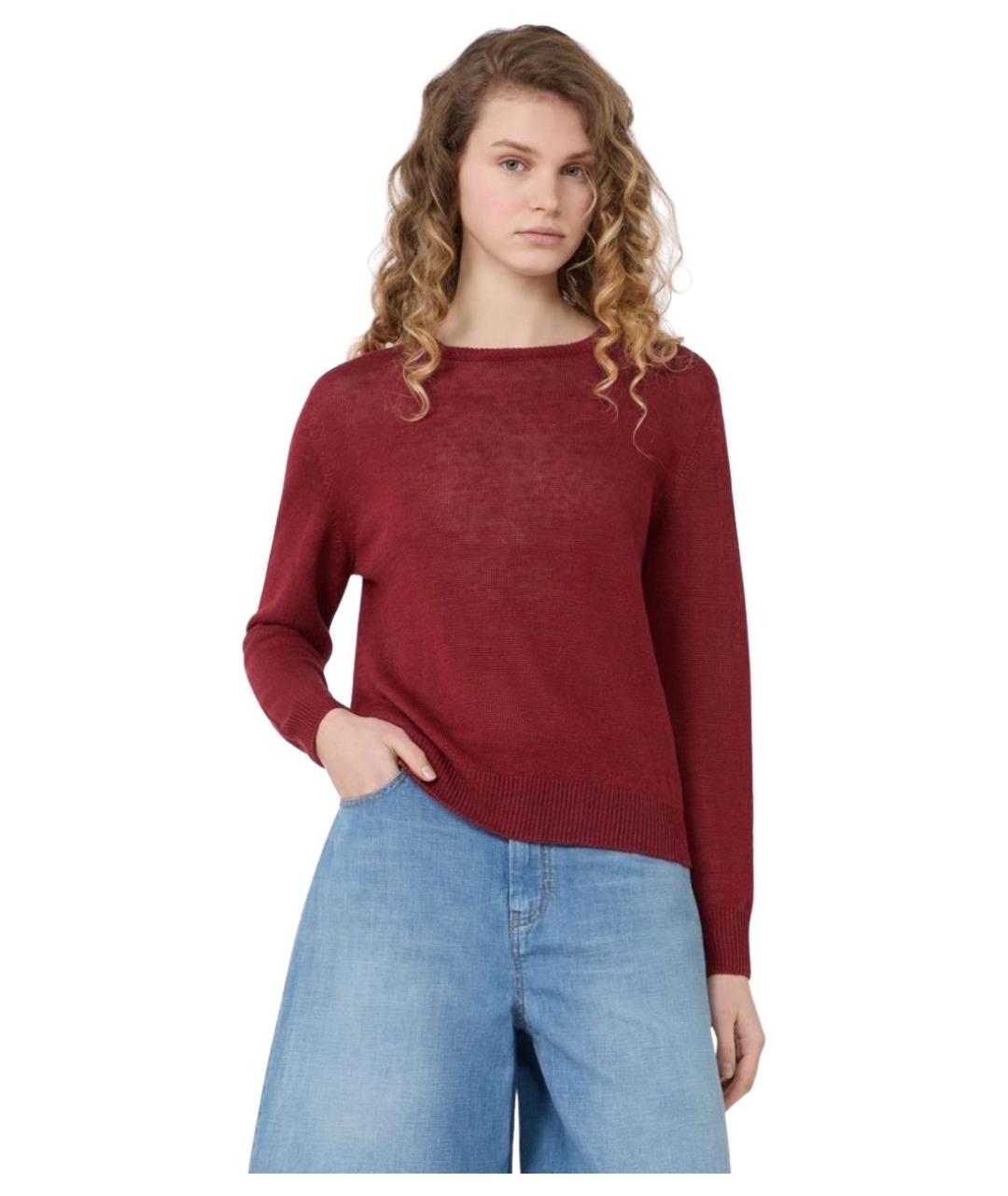 WEEKEND MAX MARA Бордовый льняной джемпер / свитер, фото 4