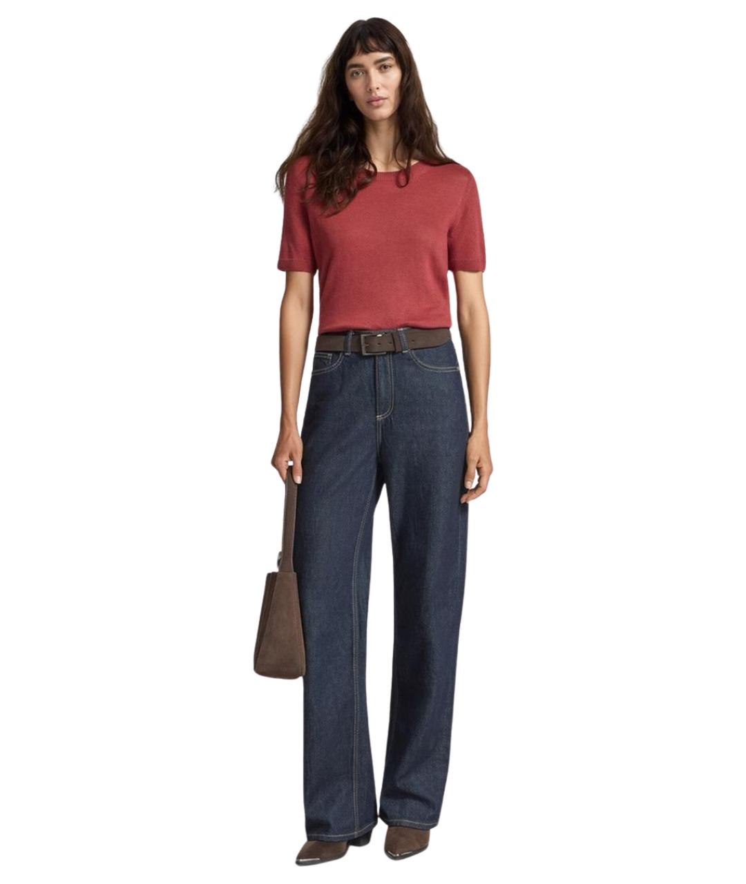 WEEKEND MAX MARA Бордовая льняная футболка, фото 2