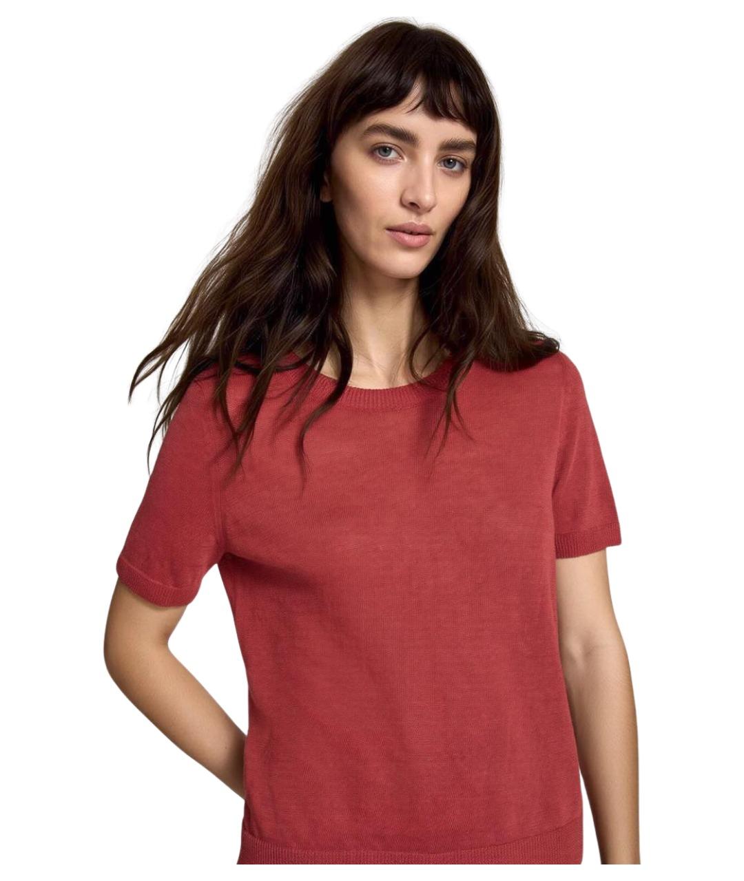 WEEKEND MAX MARA Бордовая льняная футболка, фото 3