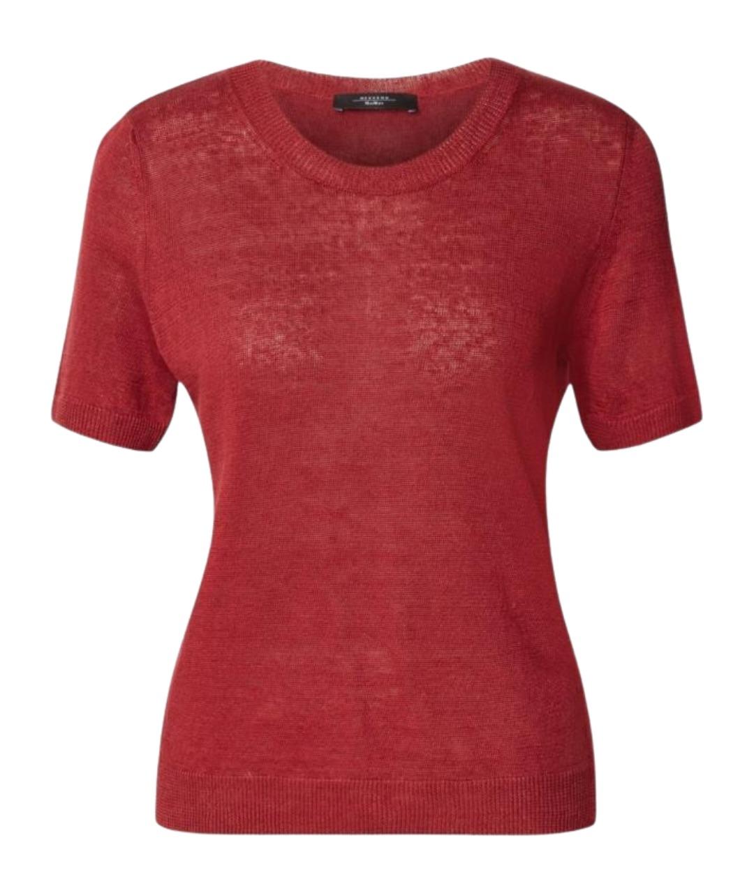 WEEKEND MAX MARA Бордовая льняная футболка, фото 1